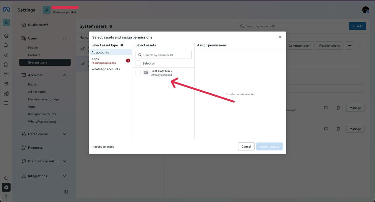 Assign Ad Accounts — screenshot